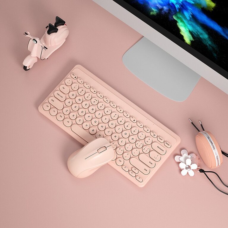 B.O.W MK610 Wireless Keyboard Mouse Combo - Pink