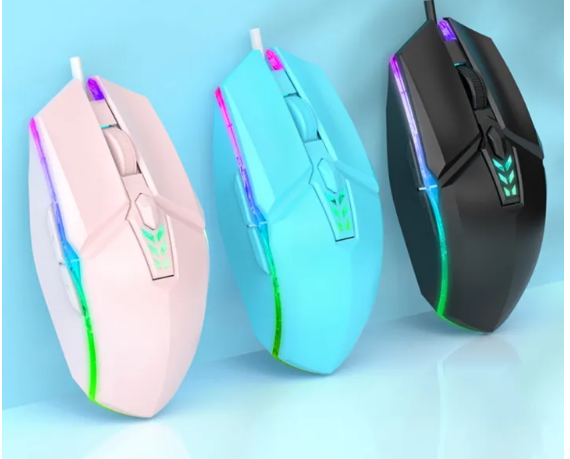 12 Wired USB Gaming Mouse 3200DPI Adjustable Silent Mouse Optical LED - Blue